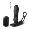 10 Modes Remote Control Black Color Thrusting Vibrating Prostate Massager with Cock Ring
