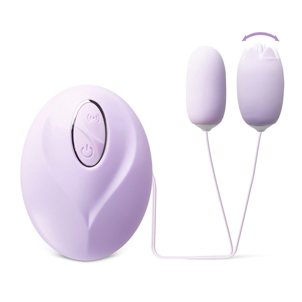 12-Speed Purple Rechargeable Vibrating Egg with Tongue-Licking Feature