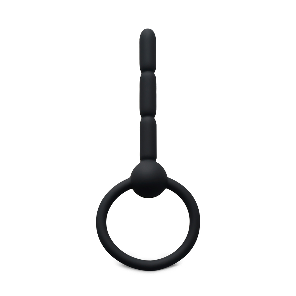 4.1 Black Silicone Cum-Thru Penis Plug with Ring