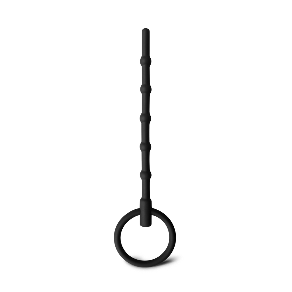 6.3” Black Silicone Cum-Thru Penis Plug with Ring