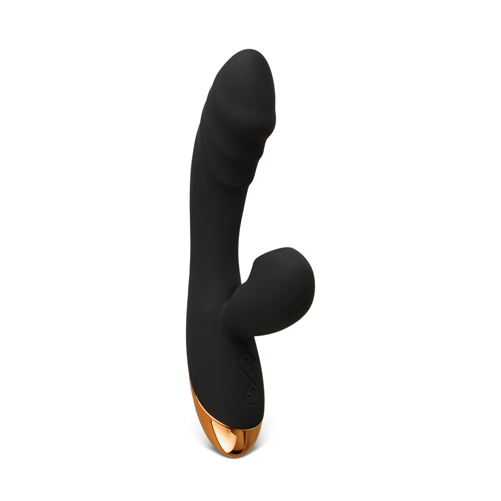 7.68” Black 12-Speed Rechargeable Vibrating & Tongue-Licking Silicone Vibrator