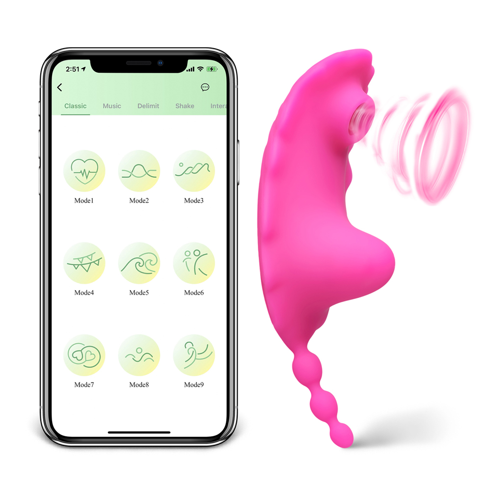 9-Speed APP Control Pink Color Vibrator with Sucking Function