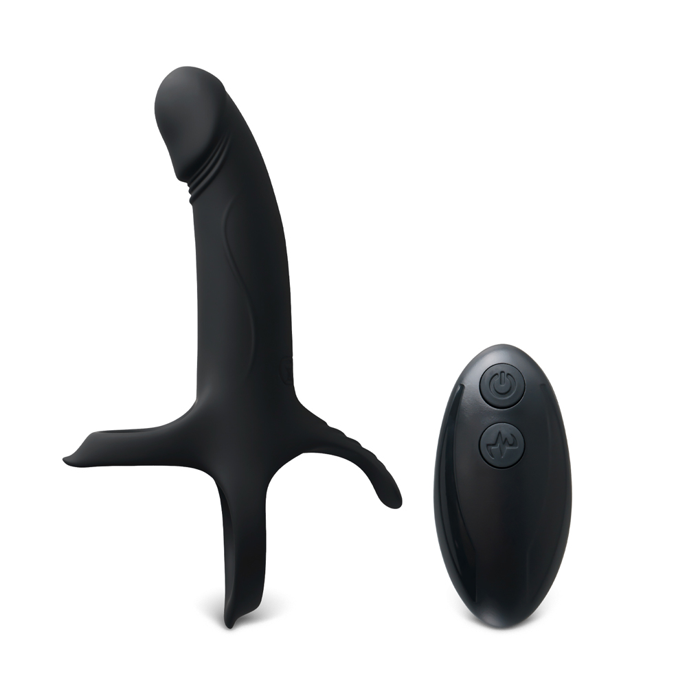 9-Speed Black Vibrating Dildo with Remote Control  Medical Grade Silicone  ABS, Waterproof, USB Rechargeable