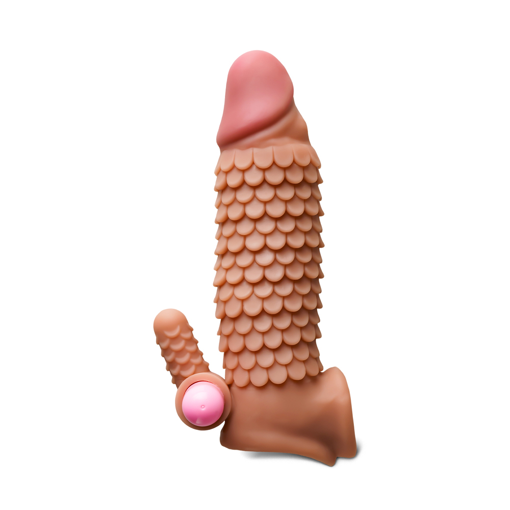 Brown Vibrating Penis Sleeve II  Single-Speed, TPE, 6.70 Length, Waterproof with Batteries Included