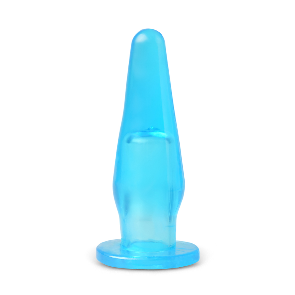 Clear Blue Mini Plug with Finger Hole