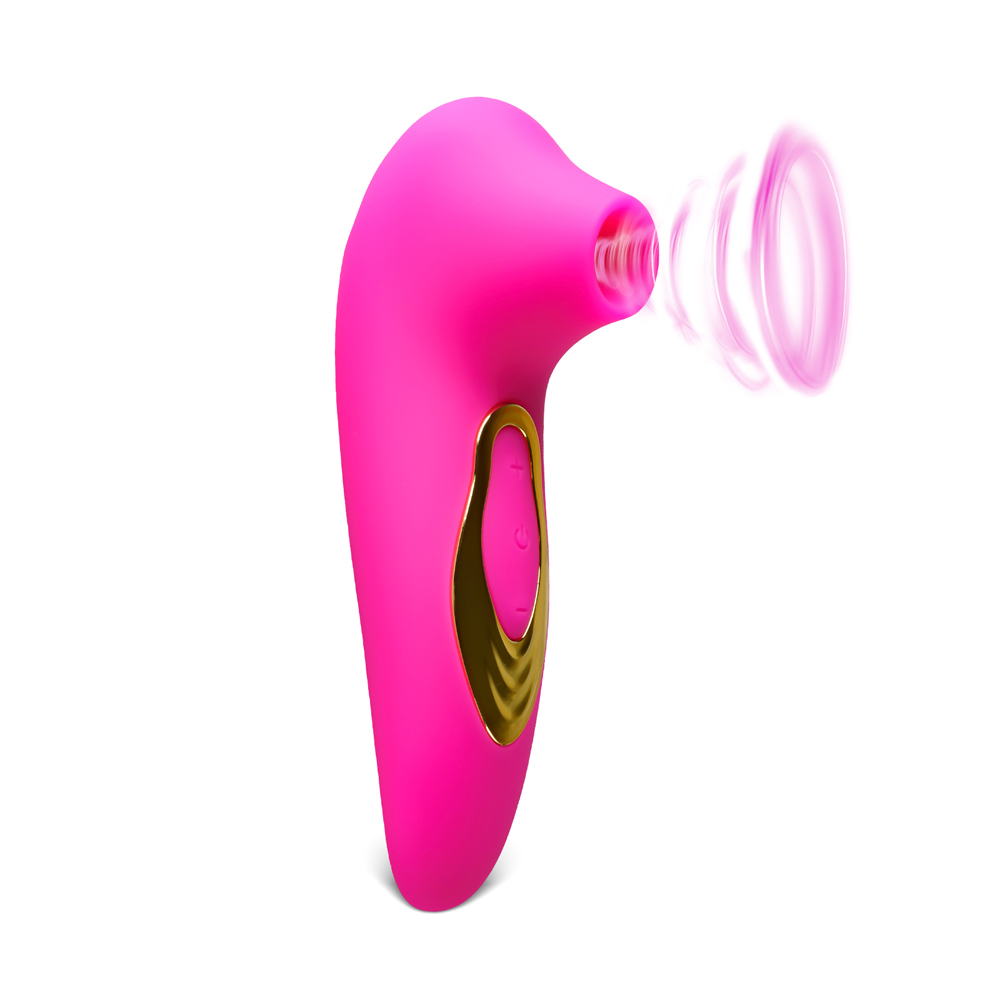 Magenta Sucking Massager with Plated Accent  5-Speed, Medical Grade Silicone, Waterproof, Rechargeable