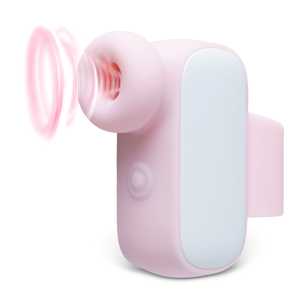 Pink and White Sucking Massager with Finger Loop, 10-Speed, Medical Grade Silicone, Waterproof, Plug-In Rechargeable