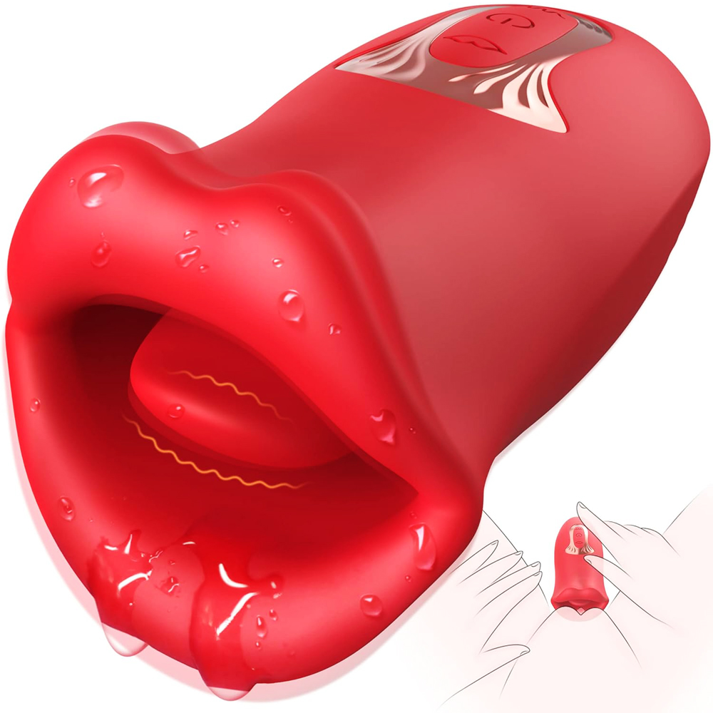 Red Color Big Mouth Stimulator with Licking Tongue