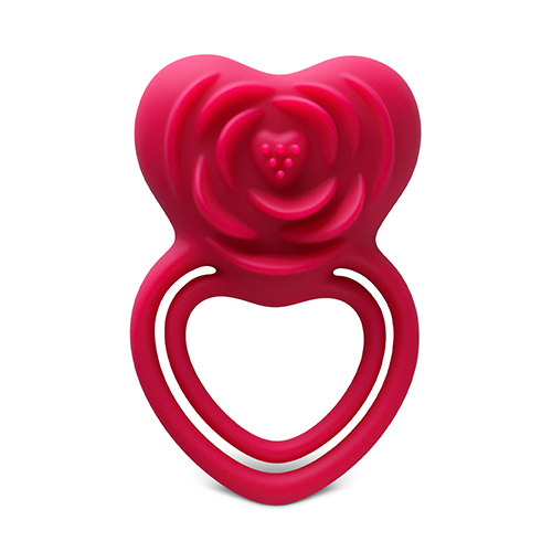 Red Vibrating Cock Ring  Rose Shape, 9-Speed, Rechargeable and Waterproof