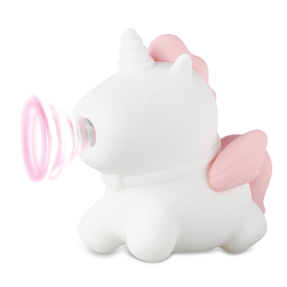 Unicorn Massager with Sucking  Heating  10-Speed, White Color, Medical Grade Silicone, Waterproof, USB Rechargeable