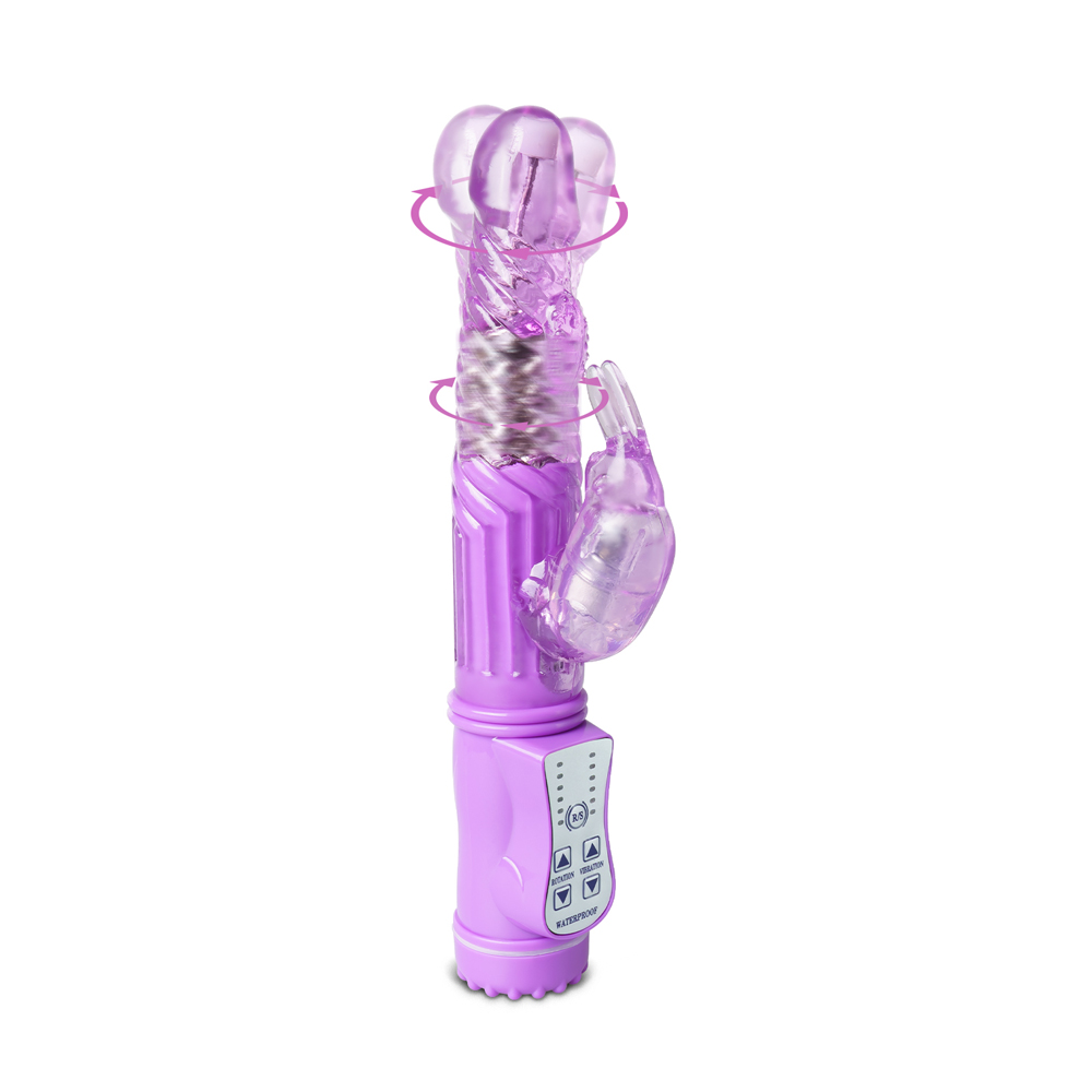 USB Rechargeable Purple Color Rabbit Pearls Vibrator